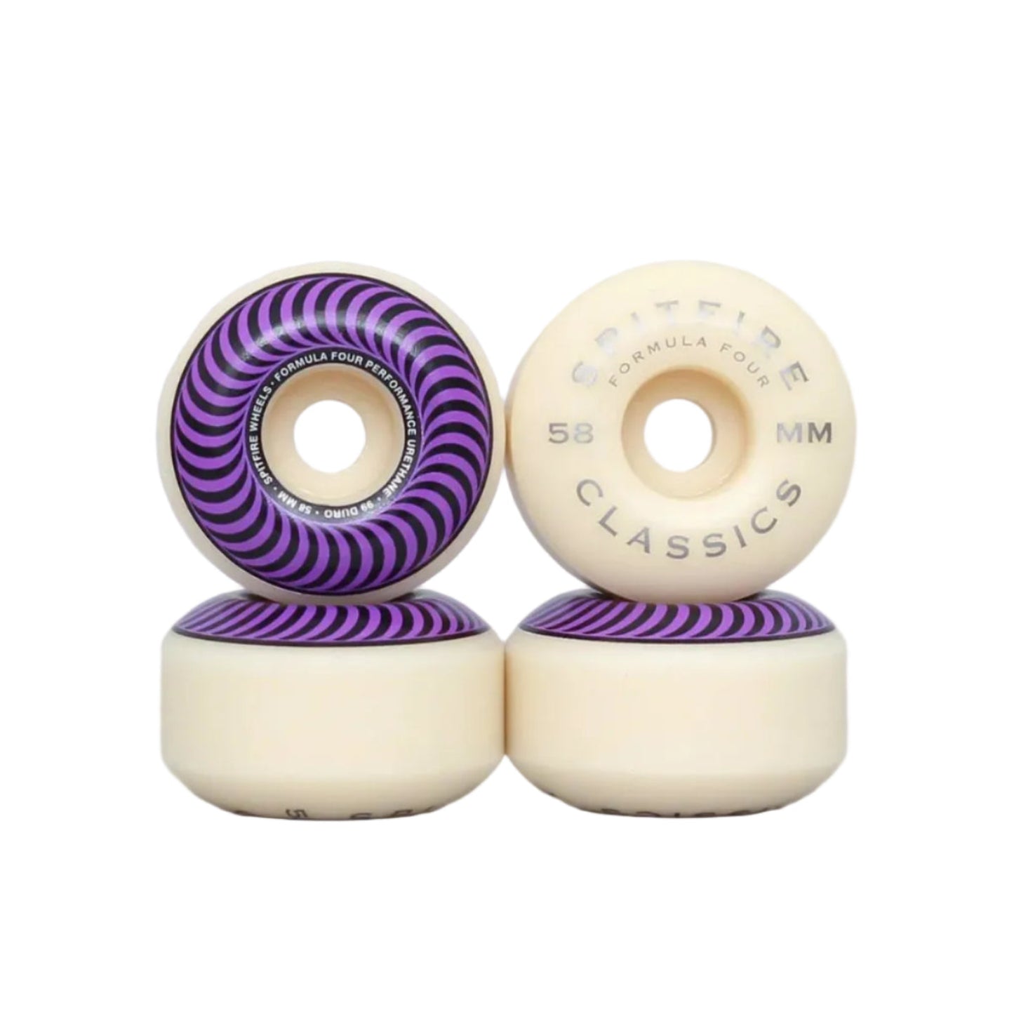 SPITFIRE 58mm 99DU Formula Four Classics Skateboard Wheels Natural / Purple