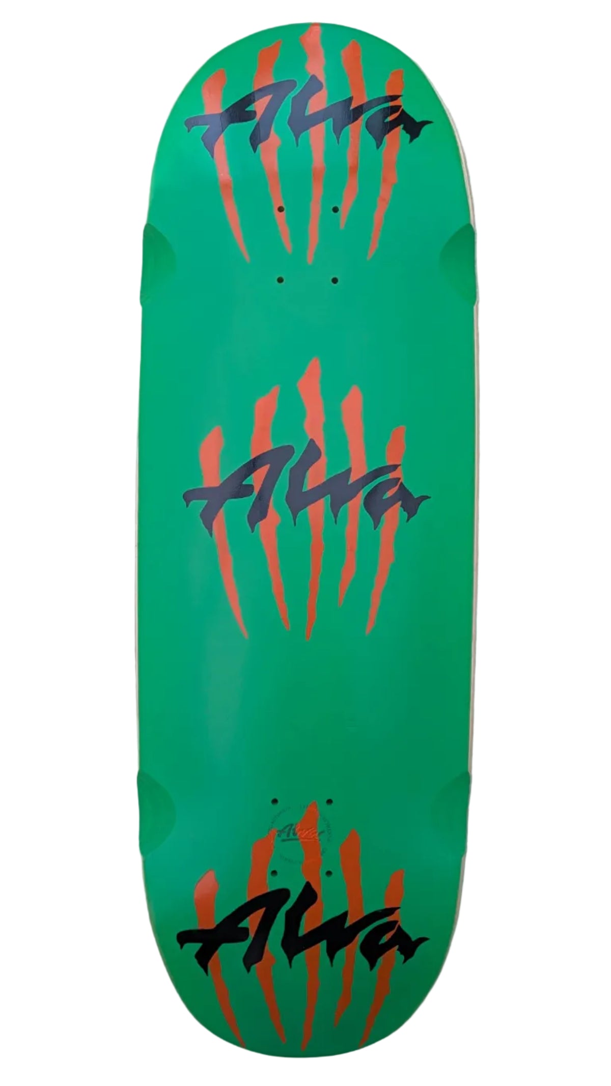 ALVA  'Scratch' Egg Skateboard Deck 10.625" x 33" GREEN / ORANGE