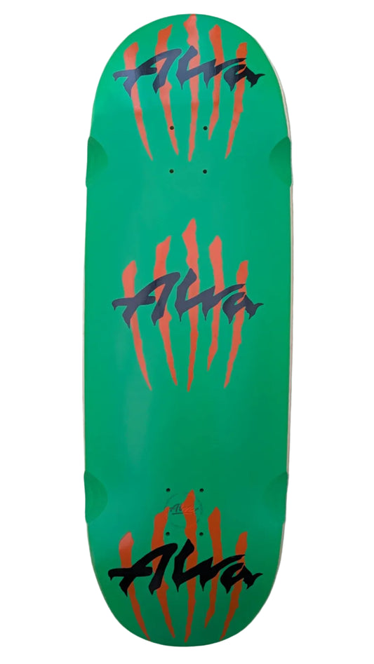 ALVA  'Scratch' Egg Skateboard Deck 10.625" x 33" GREEN / ORANGE