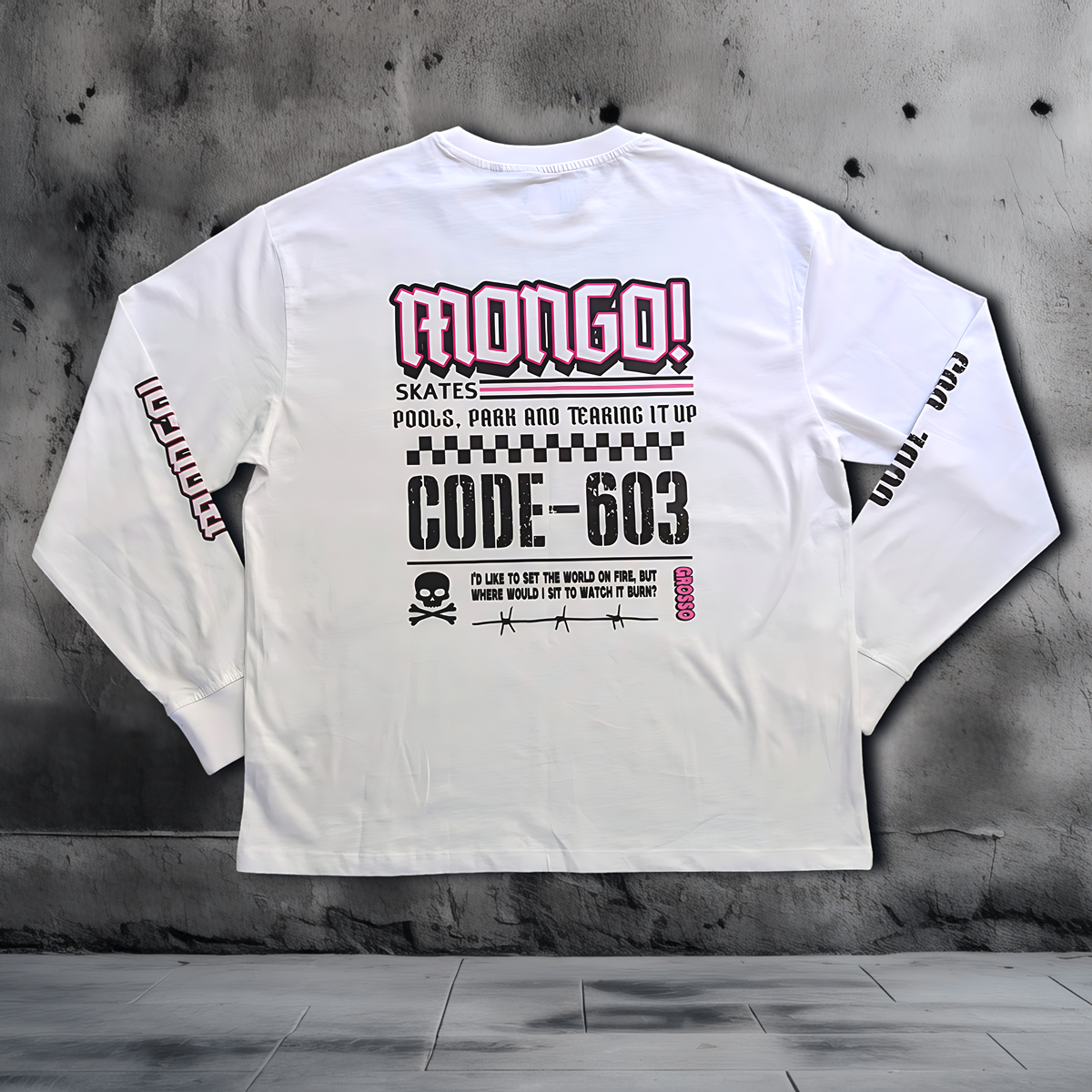 MONGO! - 'Code 603' Heavyweight Boxy L/Sleeve T-Shirt - White