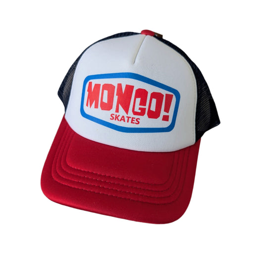MONGO!  Retro Trucker Cap (Padded Peak) Red/White/Blue