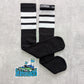 Skatersocks 22 Inch Knee Length Black Tube Socks - White Stripes