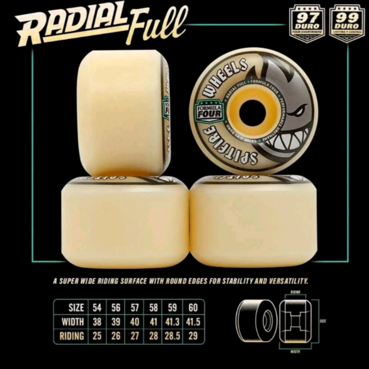 Spitfire Radial Full 56mm - 93a (Natural) Wheels