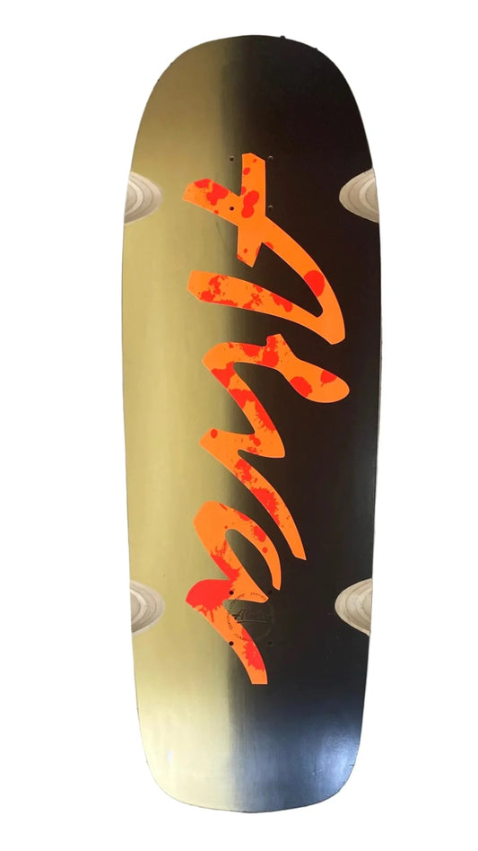 ALVA DOUBLE DIAMOND POOL CRUSHER DECK- Gold/ Black- Orange Logo- Aqua Splatter