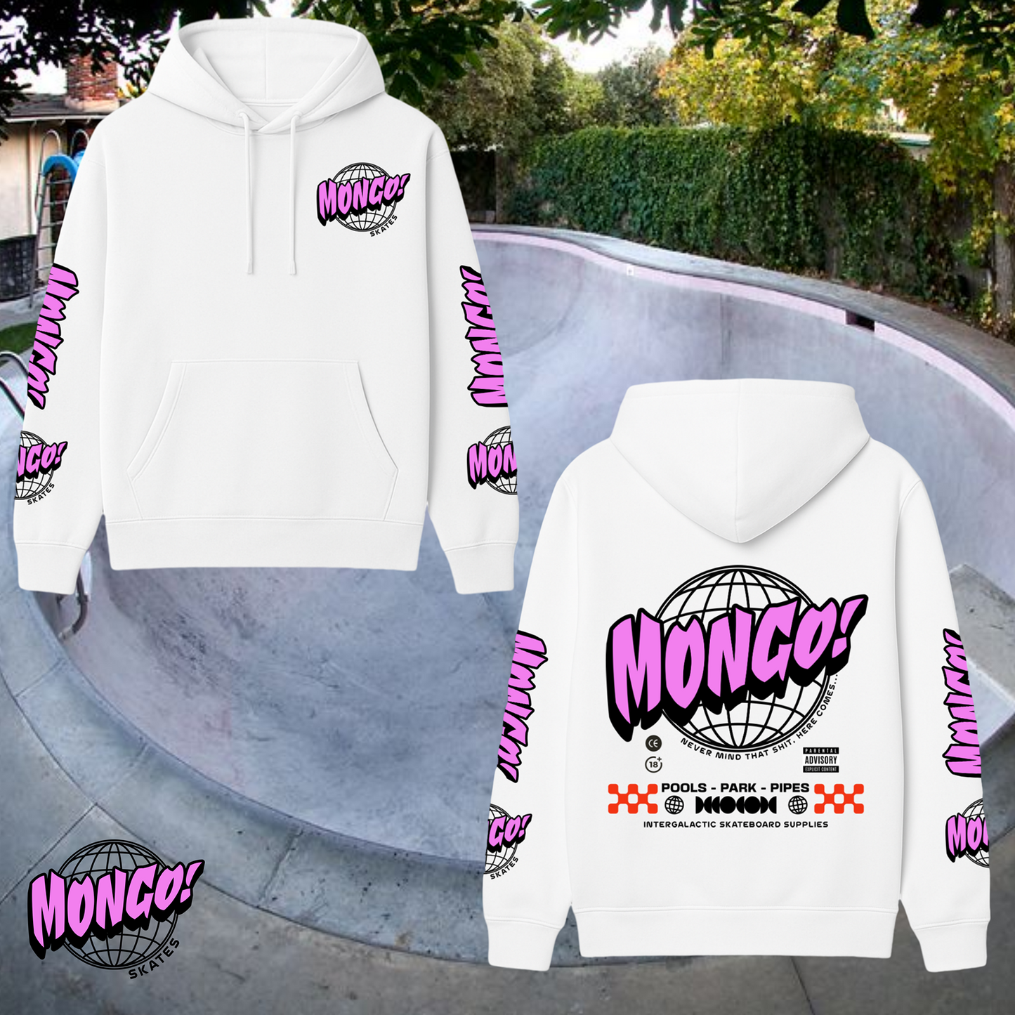 MONGO! 'ASTRO' ORGANIC Heavy oversized Hoody - WHITE