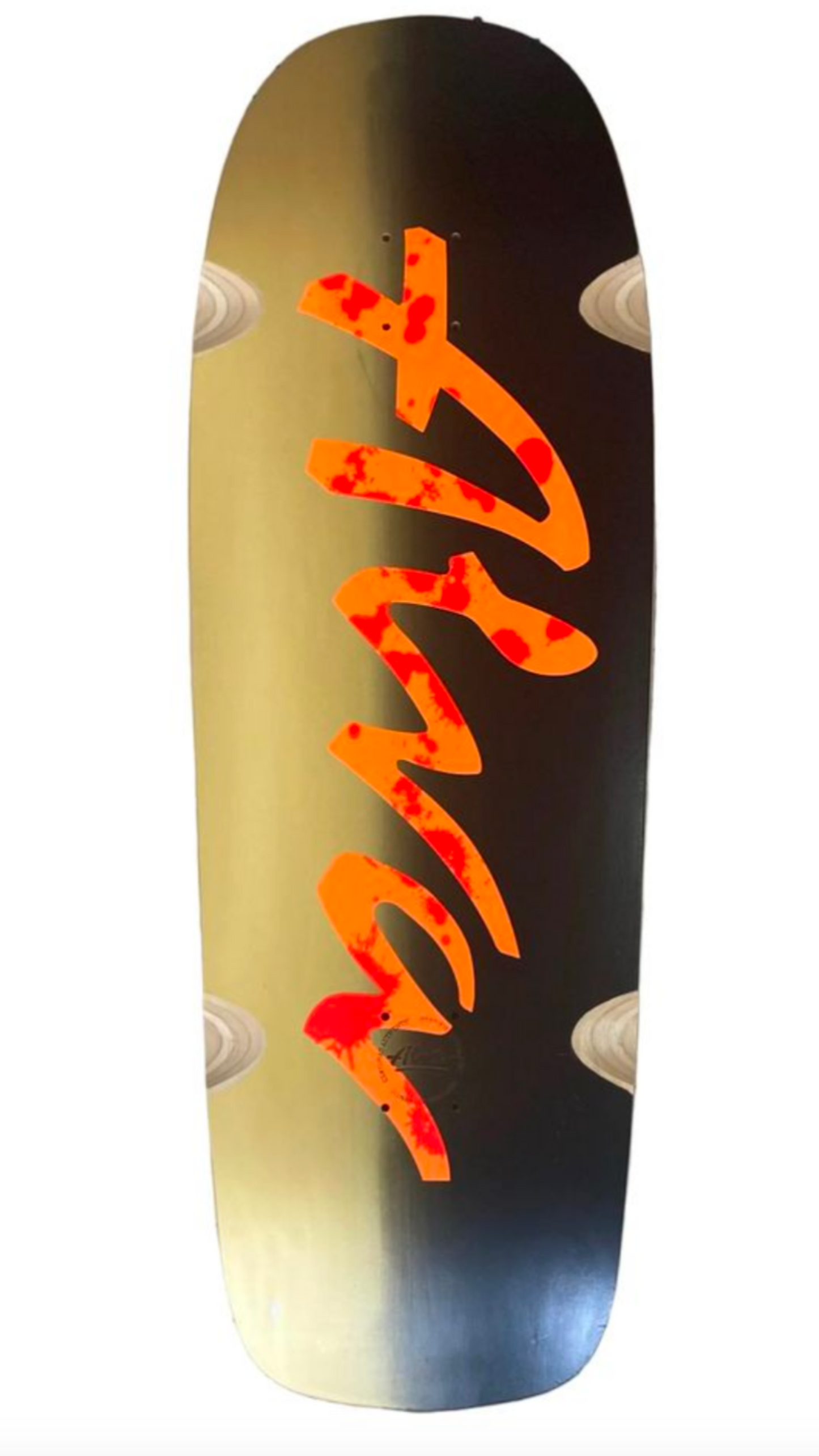 ALVA DOUBLE DIAMOND POOL CRUSHER DECK- Gold/ Black- Orange Logo- Red Splatter (Copy)