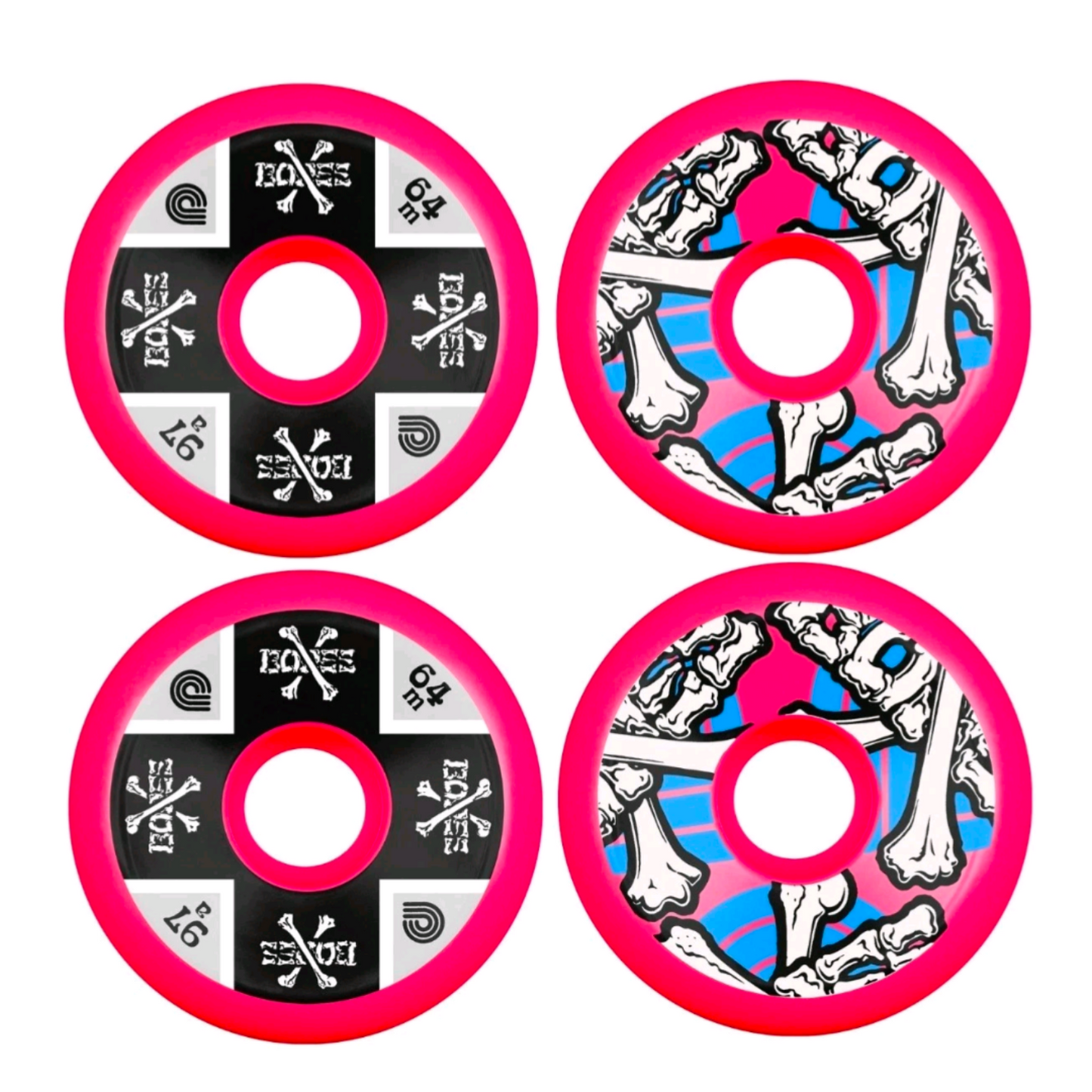 Powell Peralta Cross Bones Skateboard Wheels 64mm 97a - Pink (4 pack)