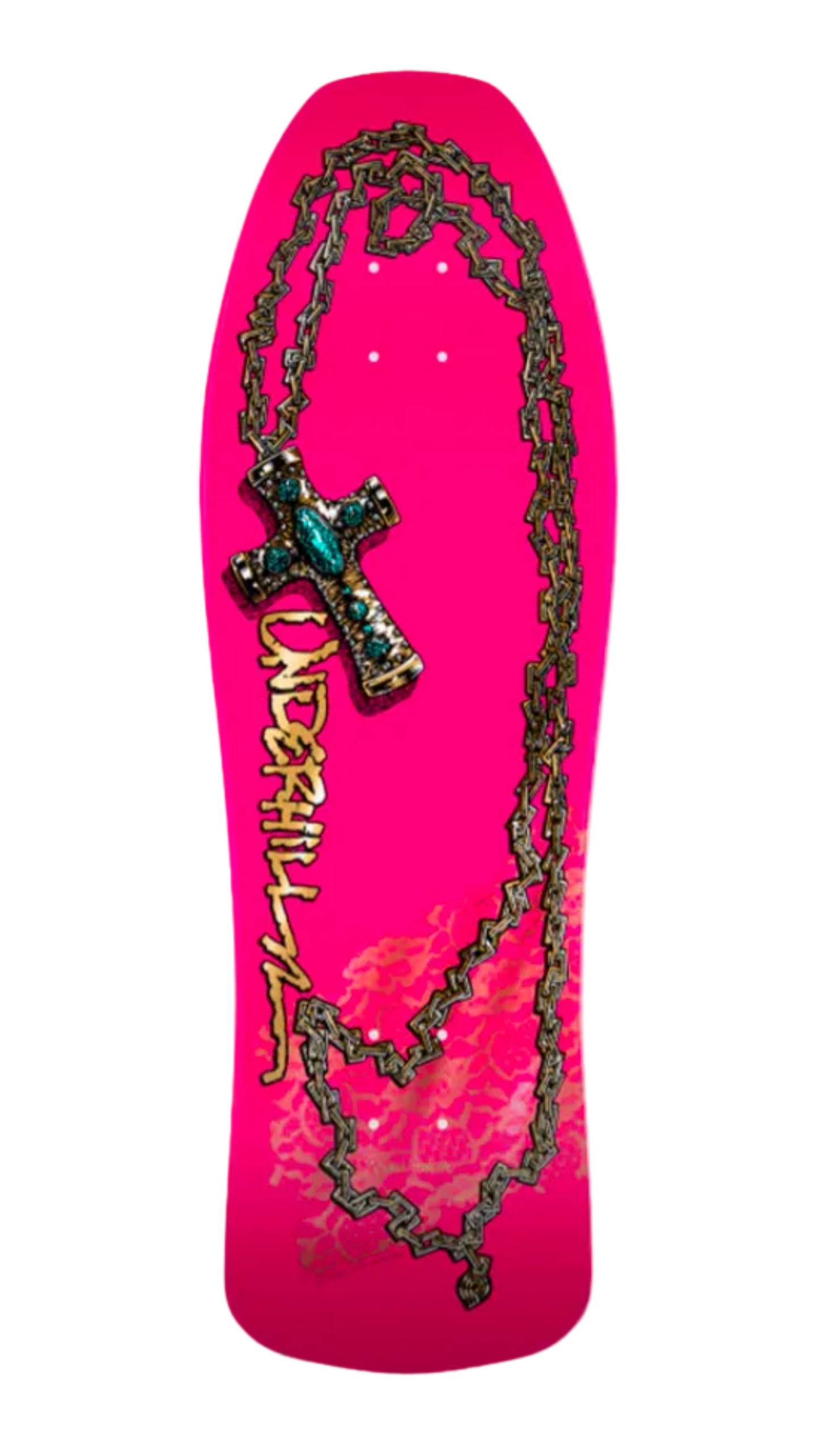 Powell Peralta Ray Underhill Cross Reissue Skateboard Deck Pink/Gold Foil - 9.9 x 31.5