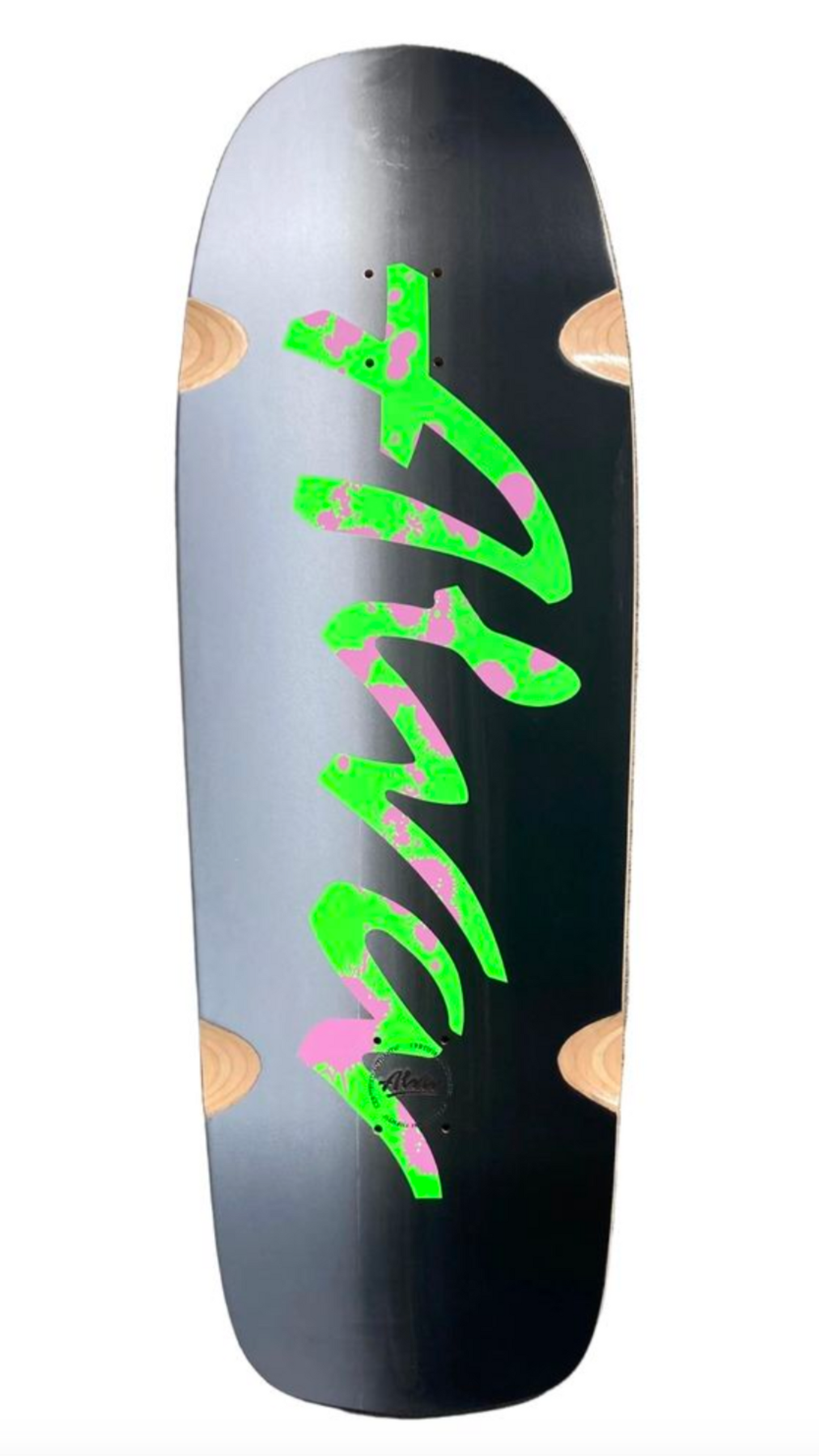 ALVA DOUBLE DIAMOND POOL CRUSHER DECK- Silver/ Black- Green Logo- Pink Splatter (Copy 2)