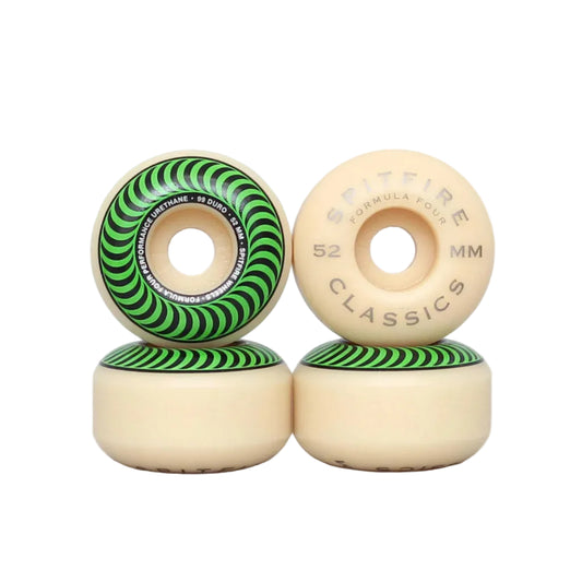 SPITFIRE 52mm 99DU Formula Four Classics Skateboard Wheels Natural / Green