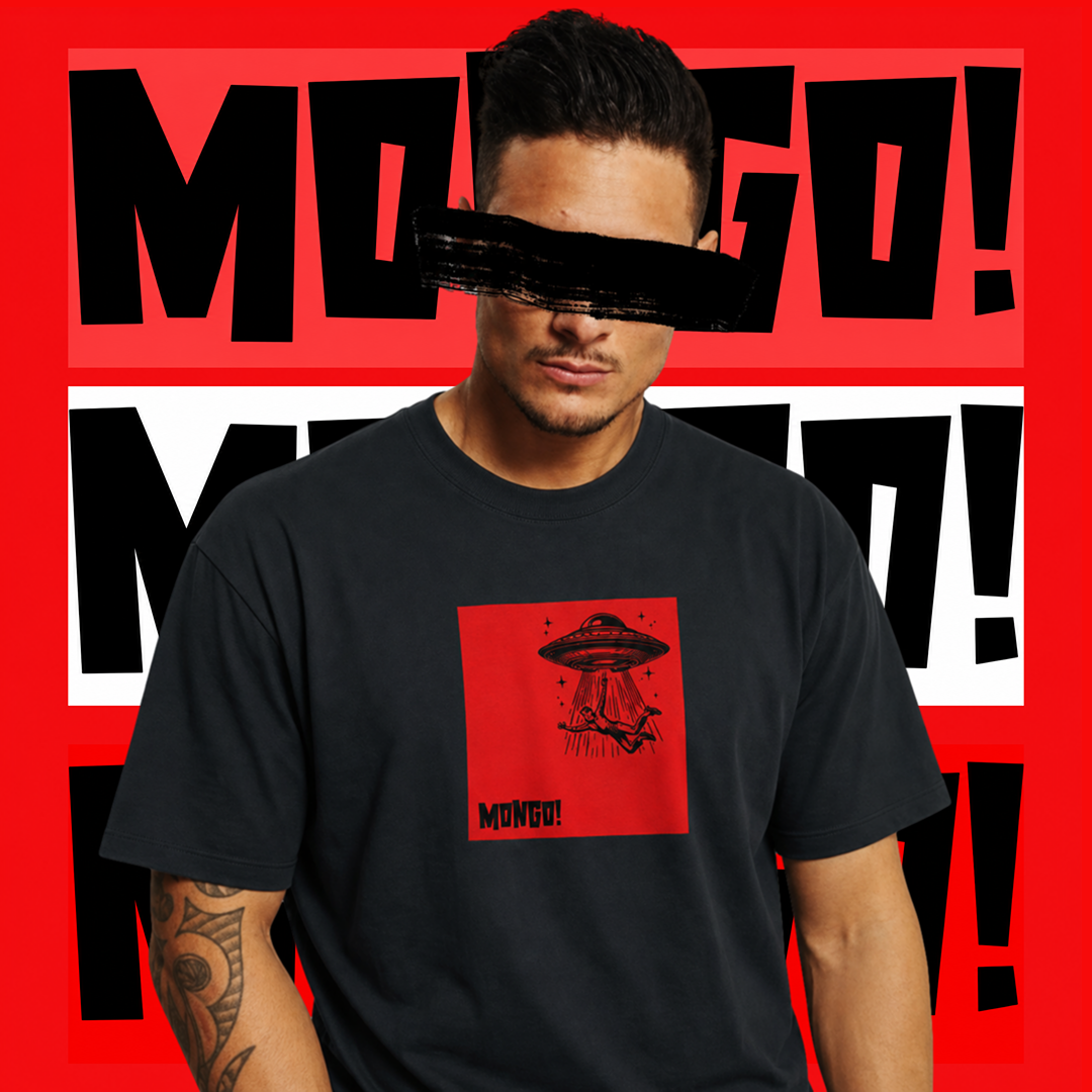 MONGO! 'Disclosure' Organic T Shirt - Black/Red