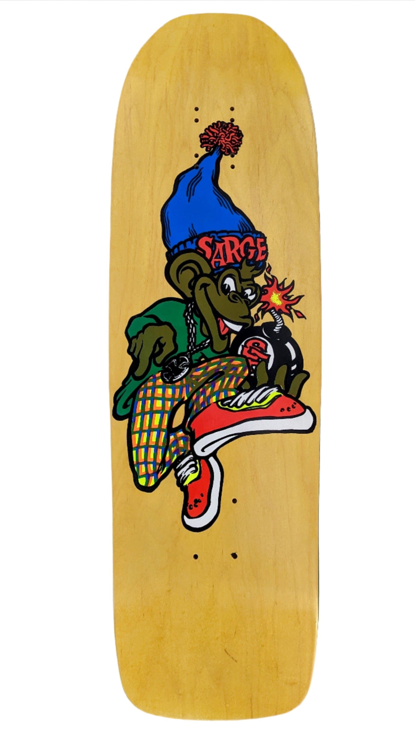 NEW DEAL Sargent Monkey Bomber SCREEN PRINTED Deck Yellow 9.625"