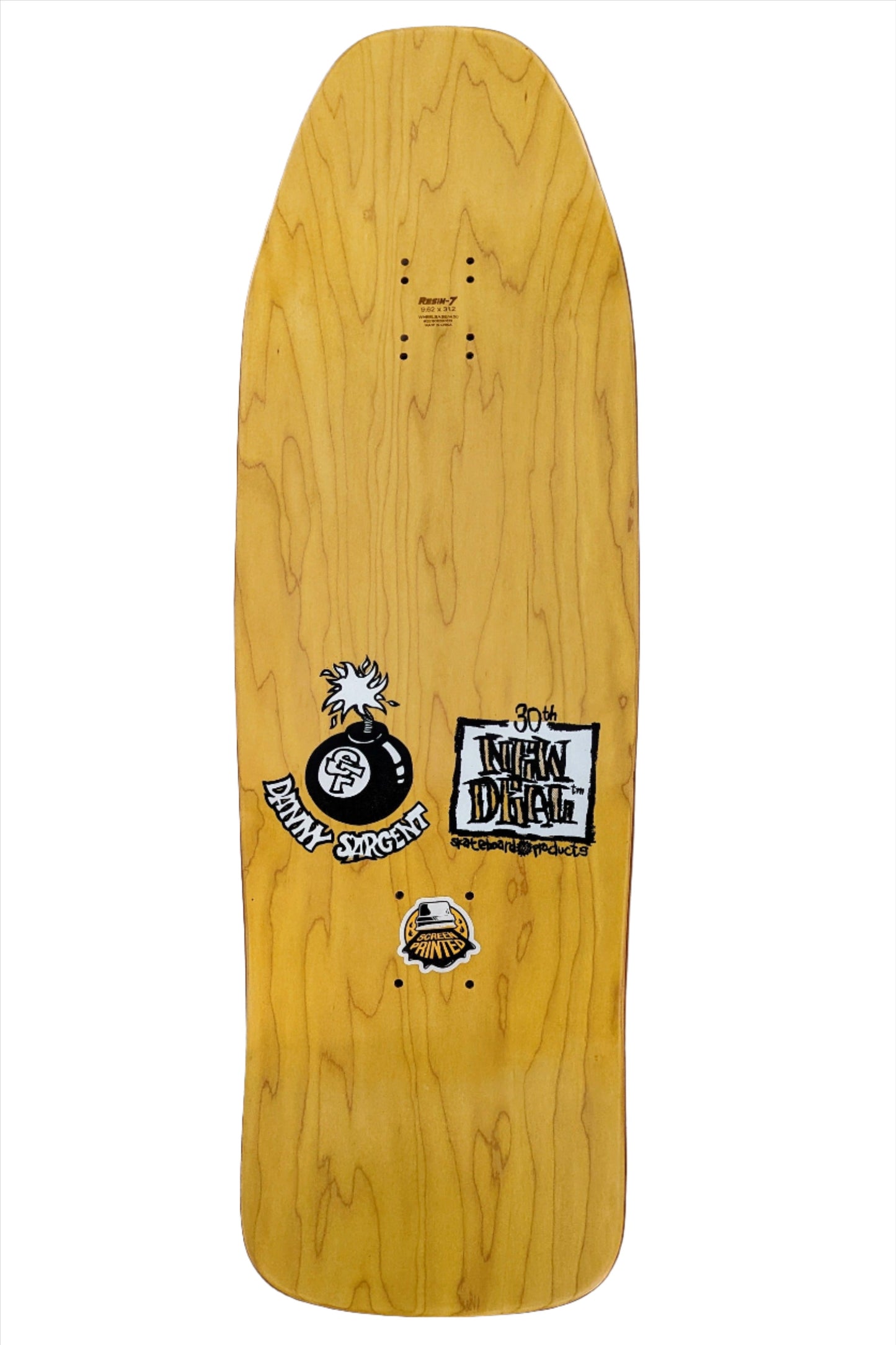 NEW DEAL Sargent Monkey Bomber SCREEN PRINTED Deck Yellow 9.625"